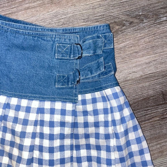 Enchante Denim & Gingham Mini Skirt - Picture 2 of 4